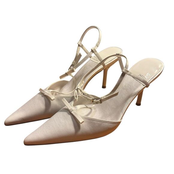 Jeffrey Campbell Playhouse Pointed Toe Satin White Pumps Size 10 - Picture 2 of 7